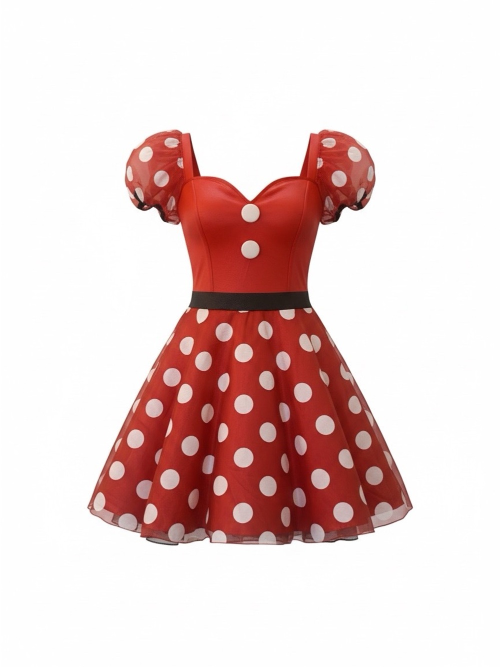 Disney Minnie Mouse Red White Polka Dot Puff-Sleeve Mini Dress & Headband Ears